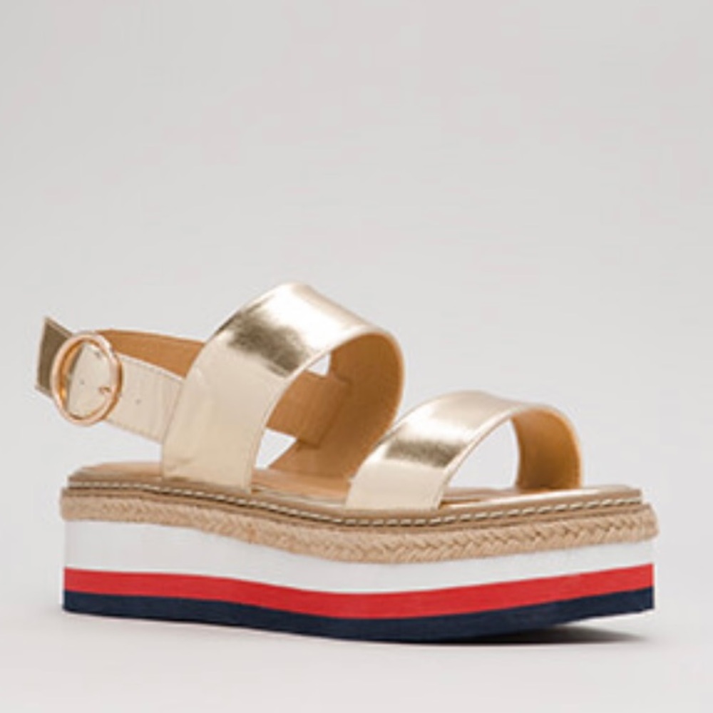 Retreat by Bamboo Platform Espadrille Wedge Sandals Size 8